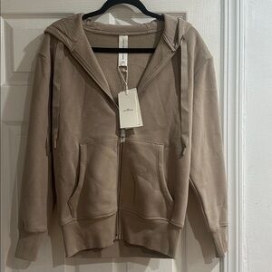 Lorna Jane Dark Off White Fleece Zip Hoodie